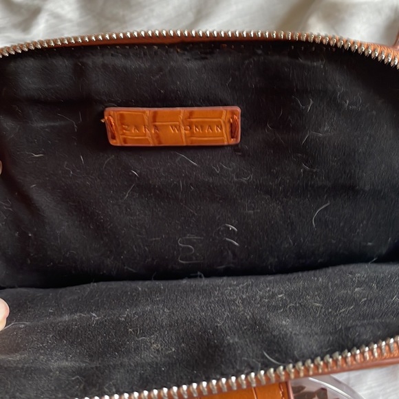 Zara cross body purse in faux crocodile with tortoise shell handles - Picture 4 of 6